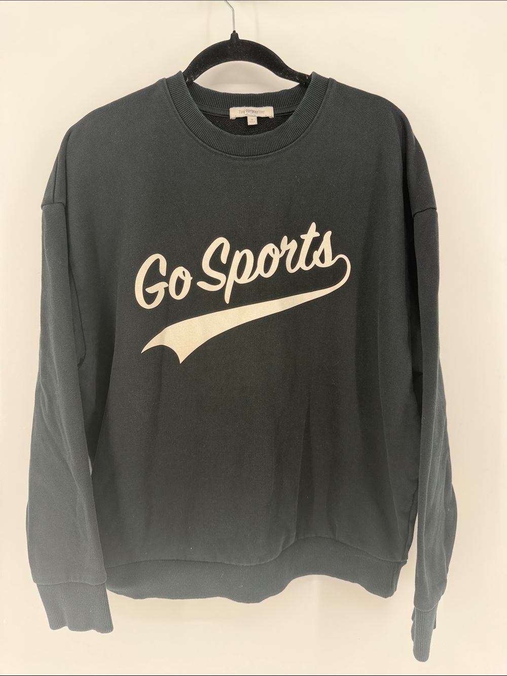 Favorite Daughter Go Sports Oversized Sweatshirt Black Size M Graphic Crewneck